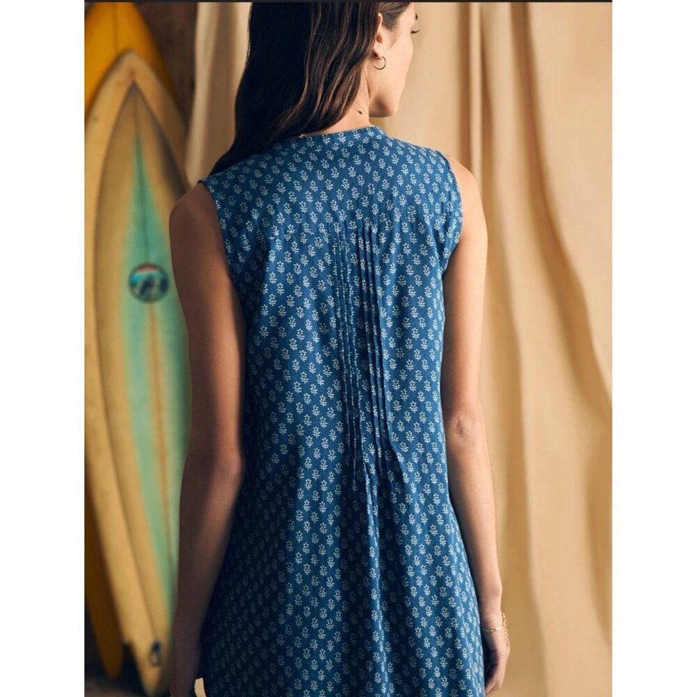 Faherty Womens Isha Basketweave Linen Dress Gobi Floral Size XS Comfy Summer - Picture 9 of 13
